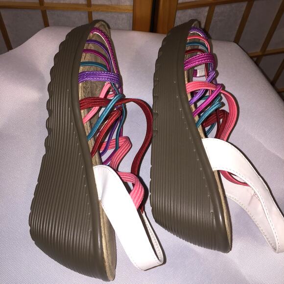 Skechers Sandals Women Parallel Crossed Wires Strappy Multicolor Wedge Heel READ - Picture 4 of 10